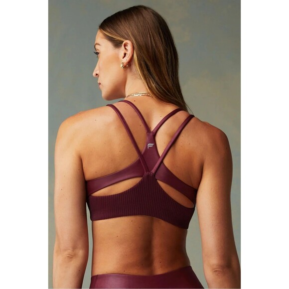 FABLETICS Principal Motion365+ Low Impact Bra 3X Merlot Shine Faux Leather B54 - Picture 1 of 6